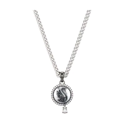 Swarovski Swan Logo Silver Plated Necklace with Crystals - Unisex Couples' Design. 5680868