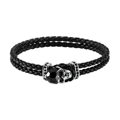 Swarovski Taddeo Skull Braided Bracelet Black Accessory 5427135+5448905