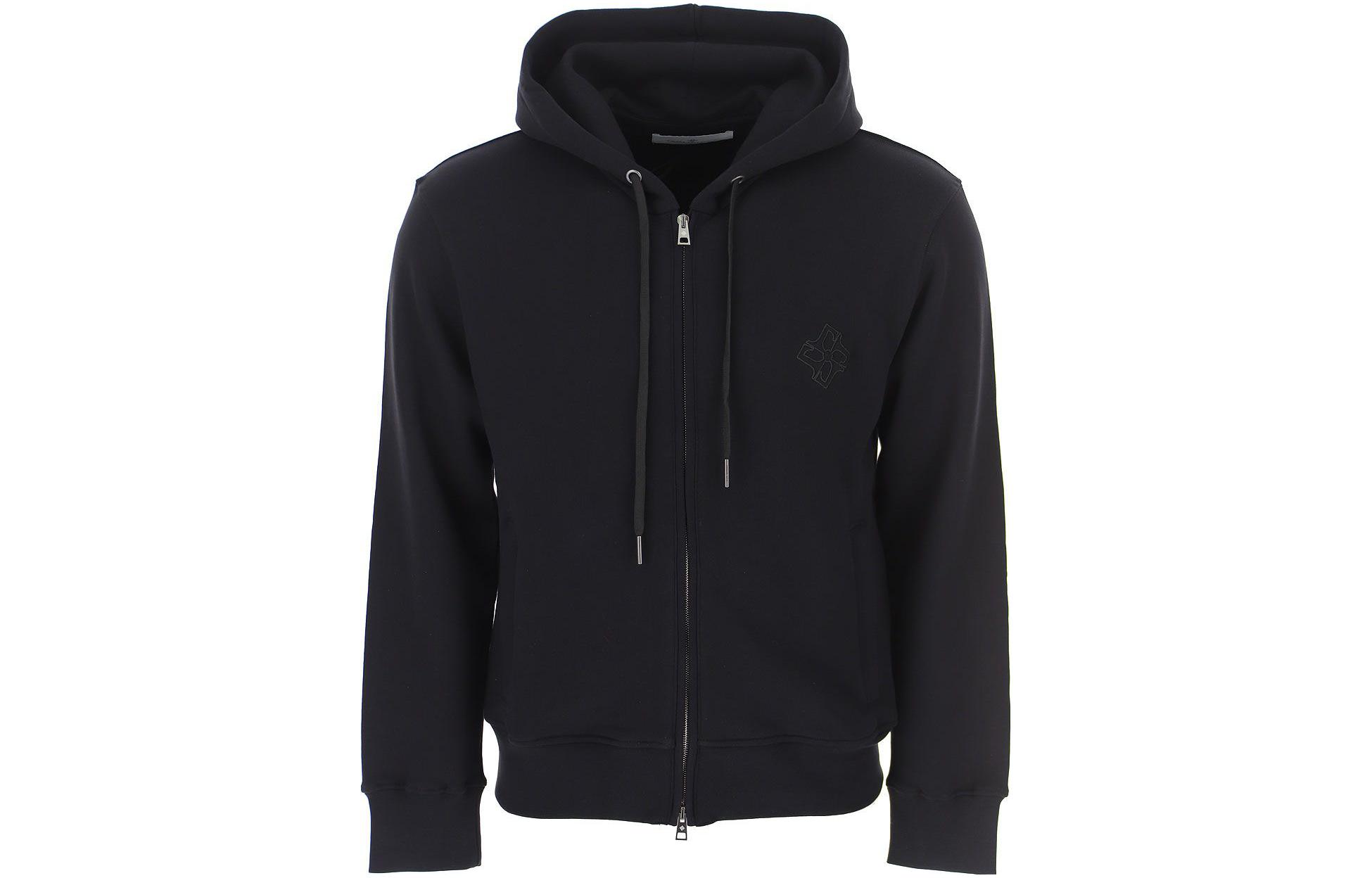 Tagliatore Black Full-Zip Hoodie with Logo Embroidery. DALTONFUI2101NERO
