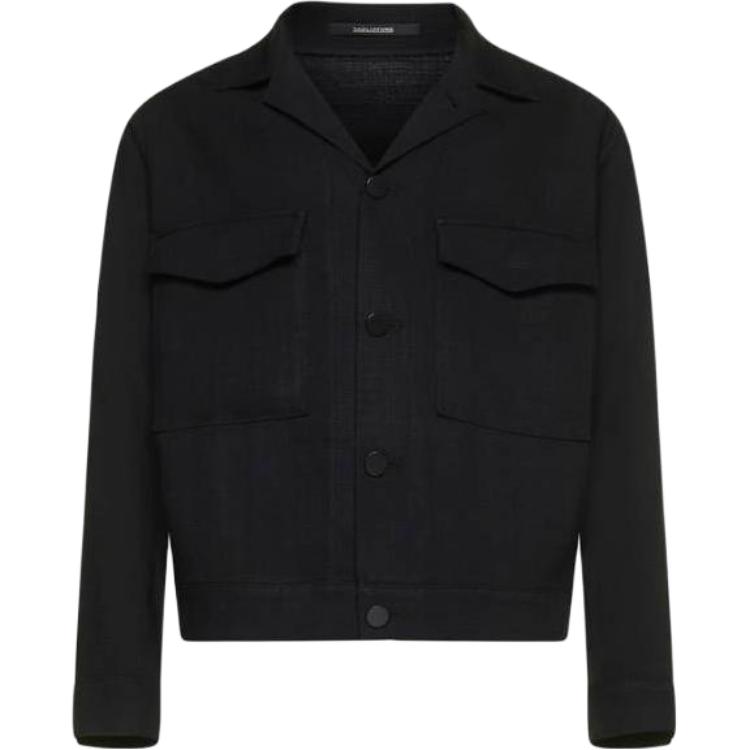 Tagliatore Black Solid Multi-Pocket Single-Breasted Jacket EDDY340159