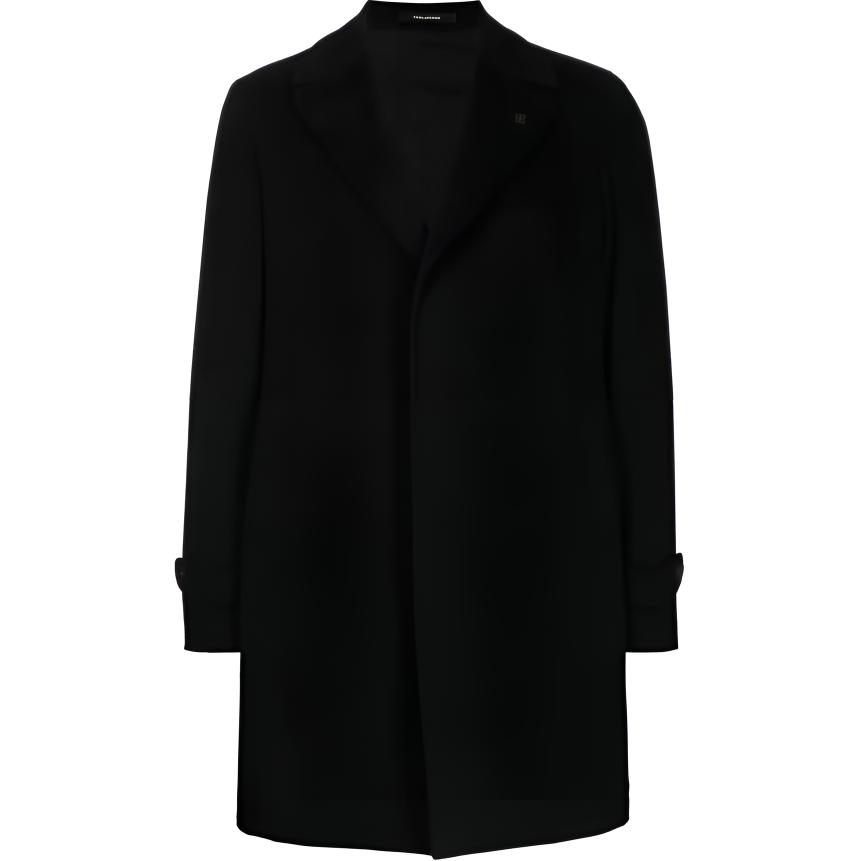 Tagliatore Black Solid Notch Lapel Single-Breasted Mid-Length Jacket for Men THOMAS350002N5055