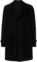 Tagliatore Black Solid Notch Lapel Single-Breasted Mid-Length Jacket for Men THOMAS350002N5055 Tagliatore Black Solid Notch Lapel Single-Breasted Mid-Length Jacket for Men THOMAS350002N5055