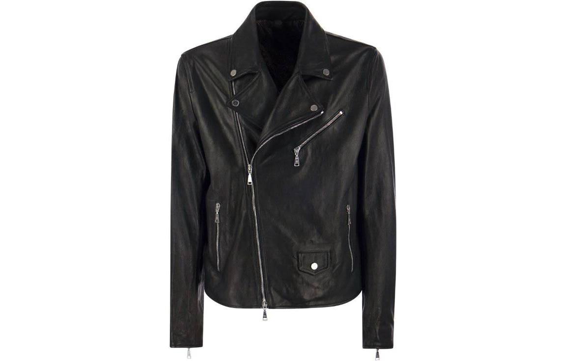 Tagliatore Black Solid Zip-Up Short Jacket with Long Sleeves FRANKLINCHI230523I3582111