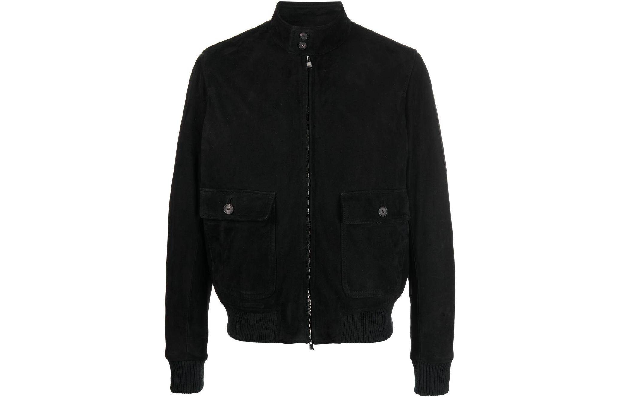 Tagliatore FW22 Black Solid Turtleneck Ribbed Long-Sleeve Jacket ETHANCHI2201NERO