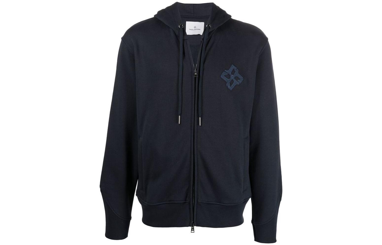 Tagliatore FW22 Solid Color Zip-Up Hoodie Jacket Deep Blue LPI2201DALTONBLU