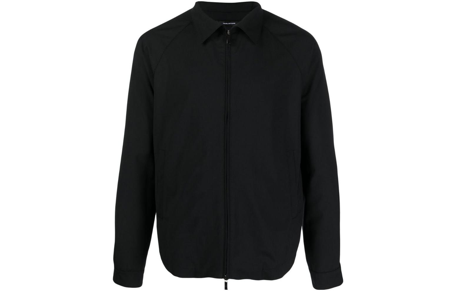 Tagliatore FW23 Black Solid Collar Casual Zip Jacket FRANCE210009N1234