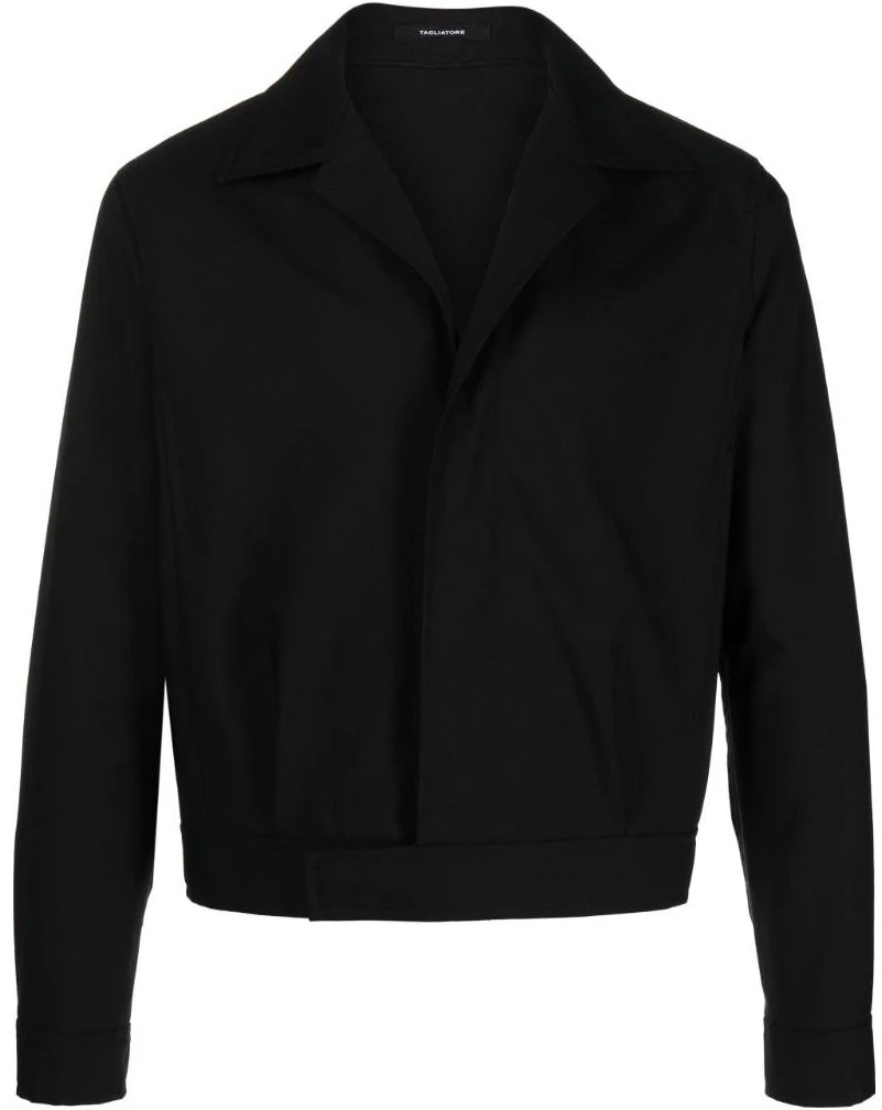 tagliatore-fw-23-black-solid-collar-long-sleeve-short-jacket-sainz-150143