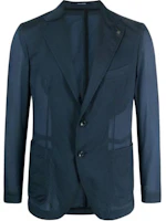 Tagliatore Navy V-Neck Single-Breasted Color-Block Jacket. C80001GDAKAR22KB1154 Tagliatore Navy V-Neck Single-Breasted Color-Block Jacket. C80001GDAKAR22KB1154