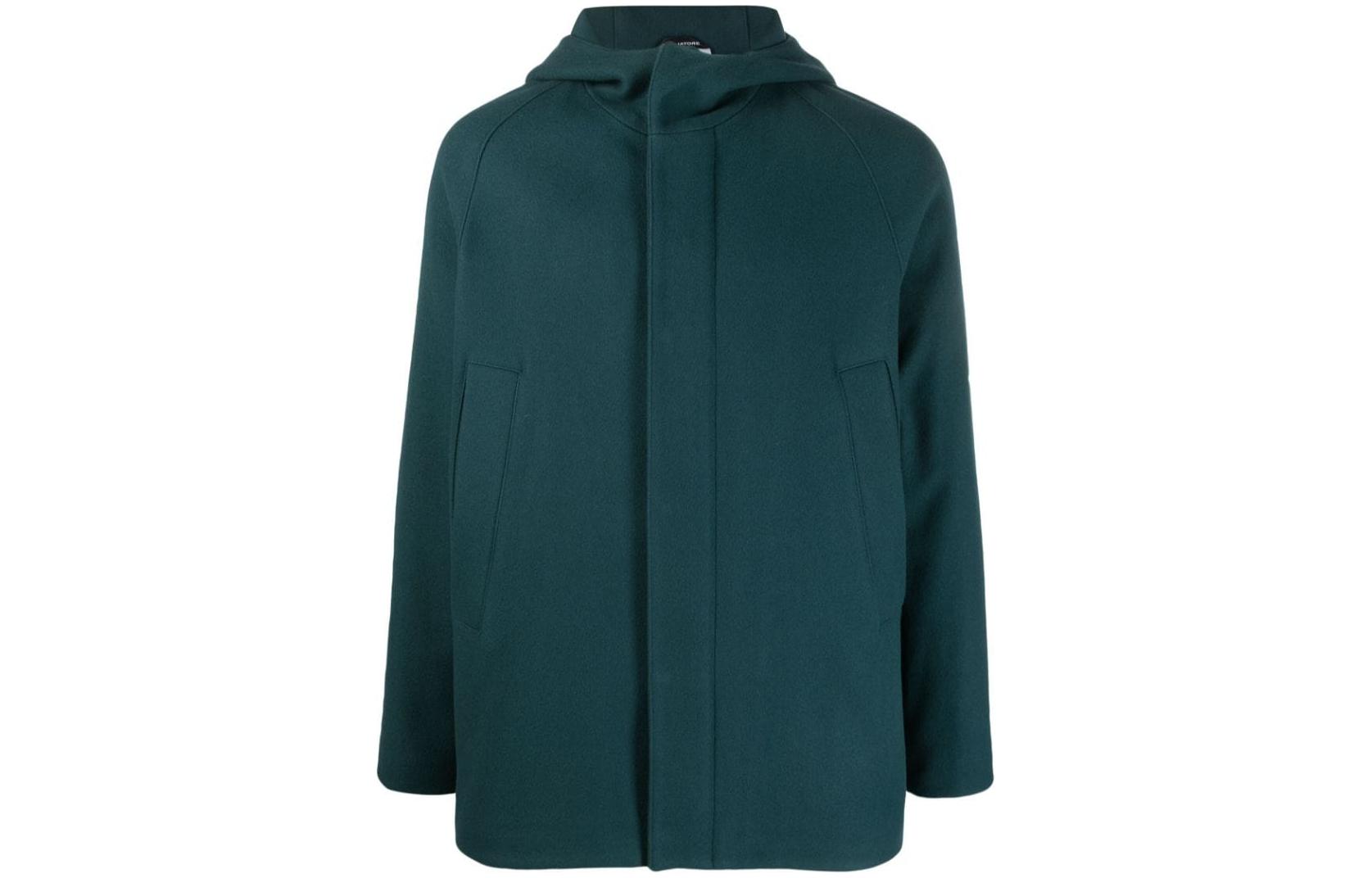 Tagliatore Solid Blue Hooded Casual Zip-Up Jacket for Men Navy Blue. WALT770065