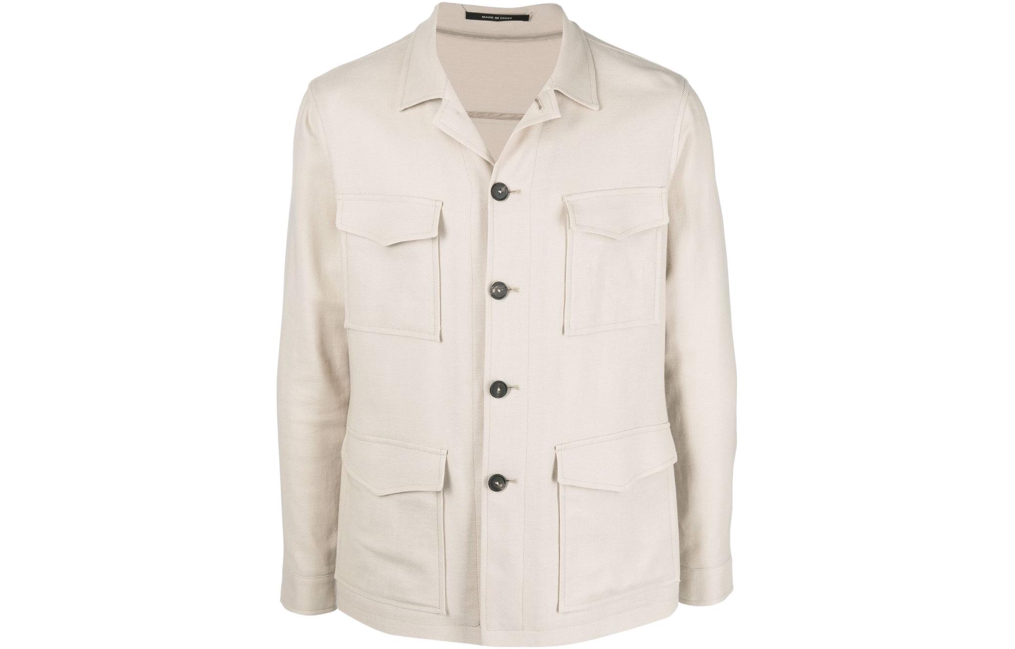 Tagliatore SS22 Beige Buttoned Hunting Style Long-Sleeve Jacket Men VINCE770101EA879