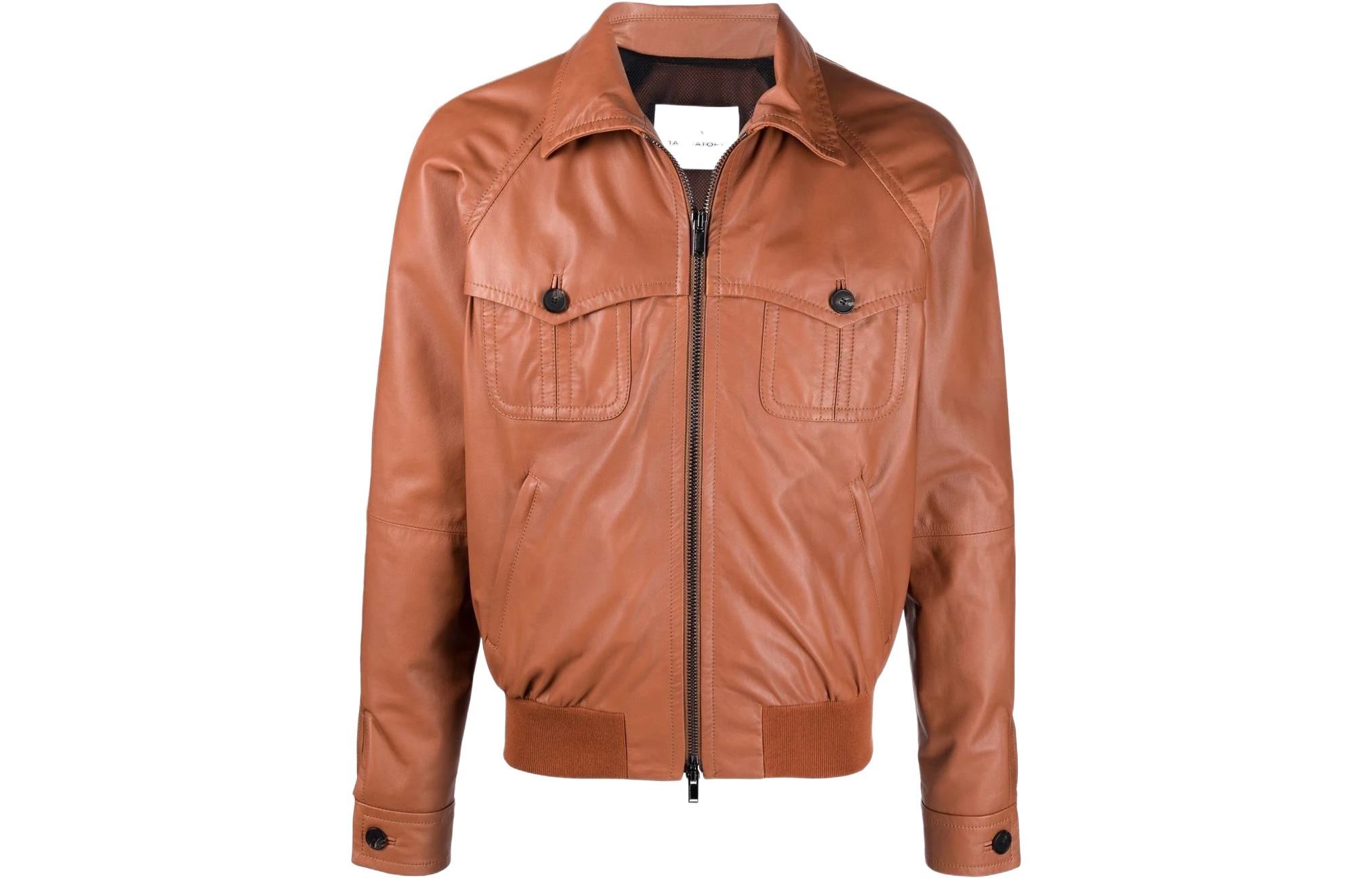 Tagliatore SS22 Solid Brown Long-Sleeve Bomber Jacket DAVIDPEMDE22CR22E211