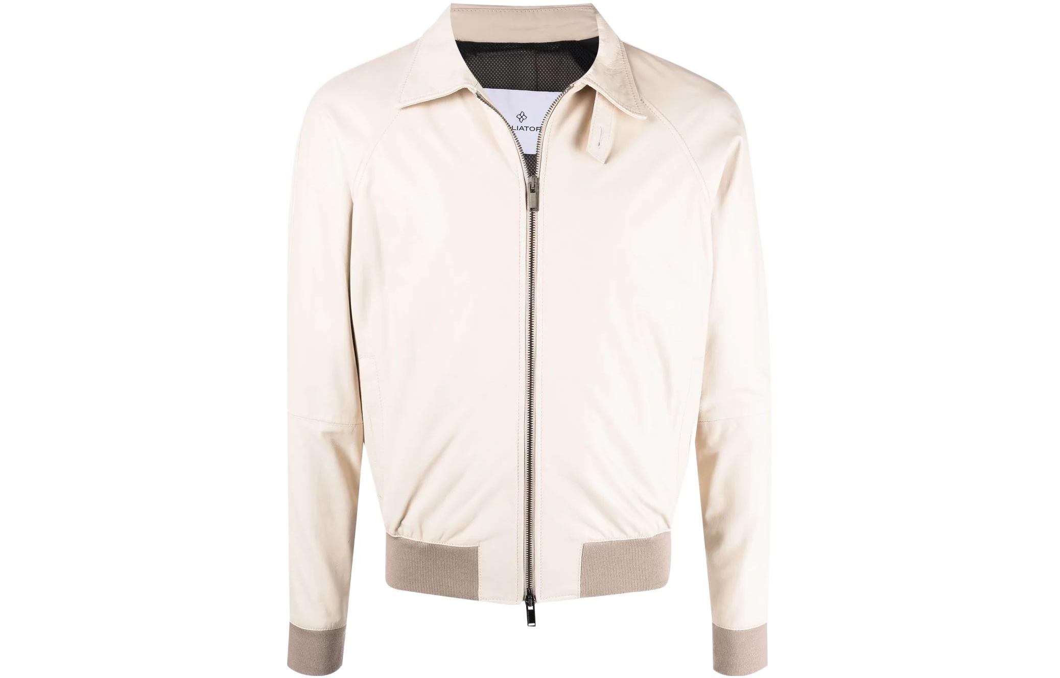 Tagliatore SS22 White Solid Lapel Zip Jacket TOMMDE22CRBIANCO