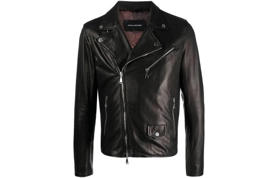 Tagliatore SS23 Black Zip-Up Jacket with Solid Lapel Design FRANKLINCHI23