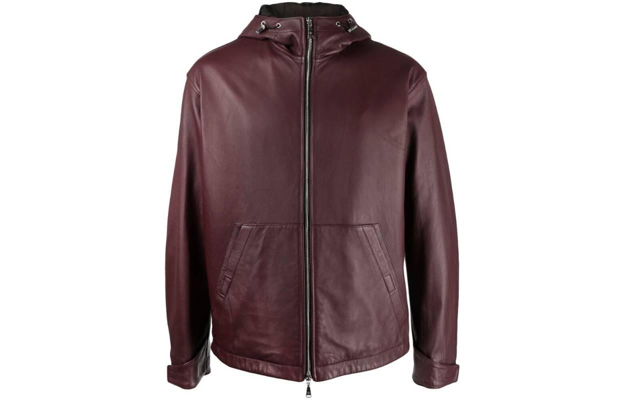 Tagliatore SS23 Brown Solid Color Zip-Up Hoodie Jacket for Men CHI23KYAVPURPL