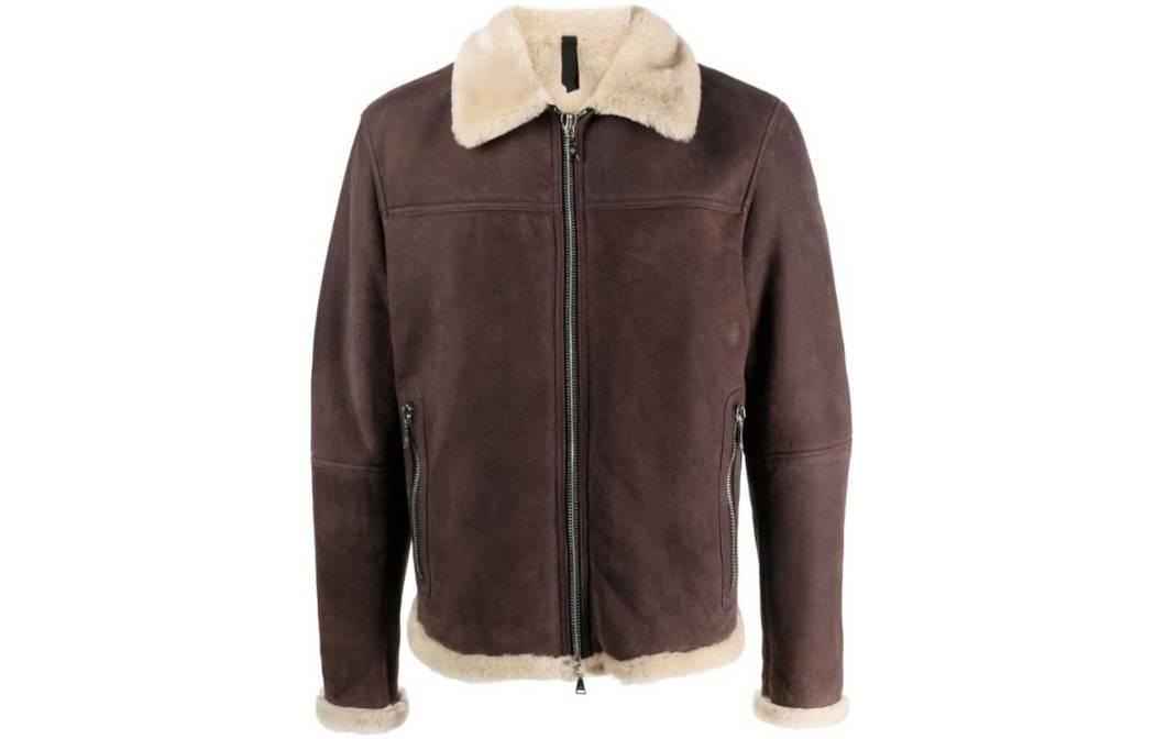 Tagliatore SS23 Light Brown Solid Collar Full-Zip Jacket CHI23HARRYMORO