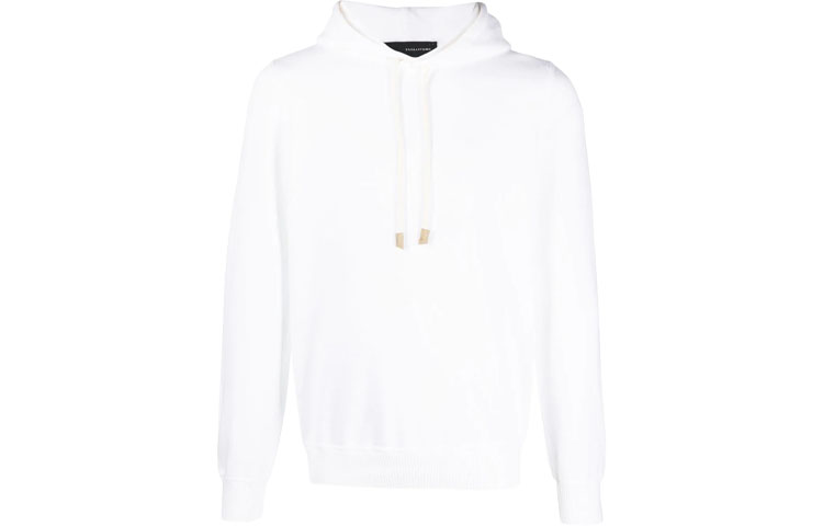 Tagliatore SS23 White Solid Ribbed Trim Hoodie for Men GSE2304HORACE598