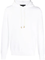 Tagliatore SS23 White Solid Ribbed Trim Hoodie for Men GSE2304HORACE598 Tagliatore SS23 White Solid Ribbed Trim Hoodie for Men GSE2304HORACE598