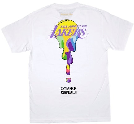 Takashi Murakami ComplexCon x LA Lakers M&N Drip Tee White Shop Takashi Murakami ComplexCon x LA Lakers M&N Drip Tee White