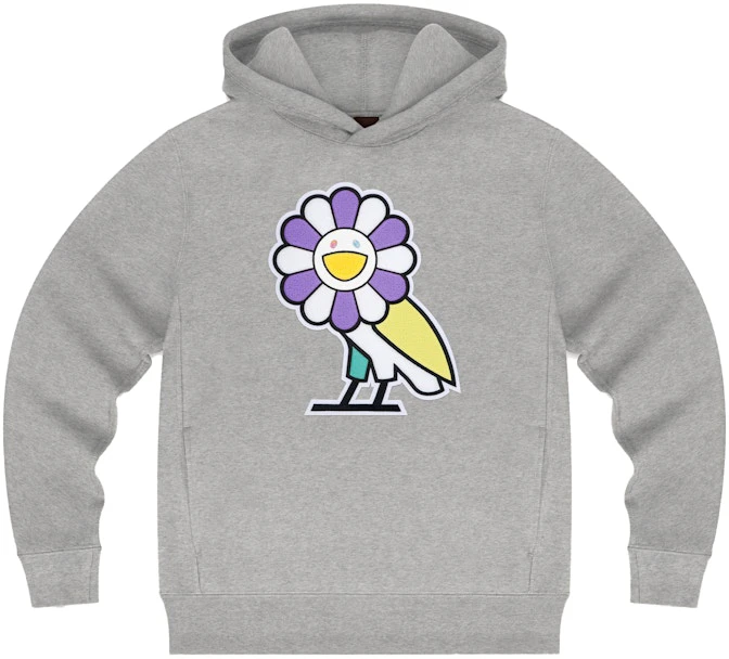 takashi-murakami-flower-hoodie-heather-grey
