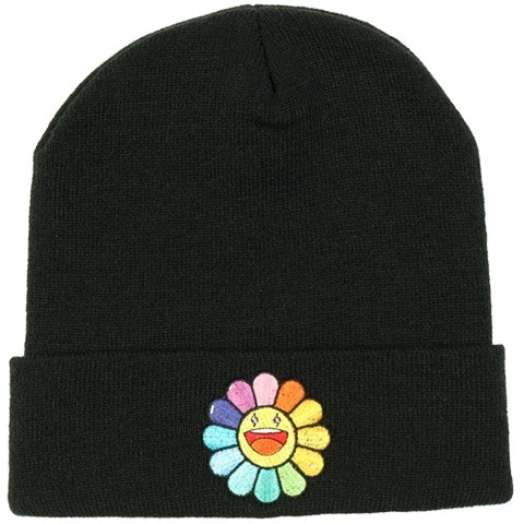 takashi-murakami-x-j-balvin-rainbow-flower-beanie-black