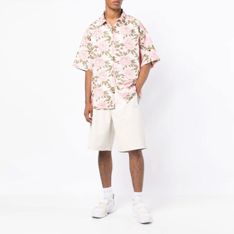 Shop TEAM WANG Baju Lengan Pendek Cetak Bunga Unisex Pink TW-SK22A004