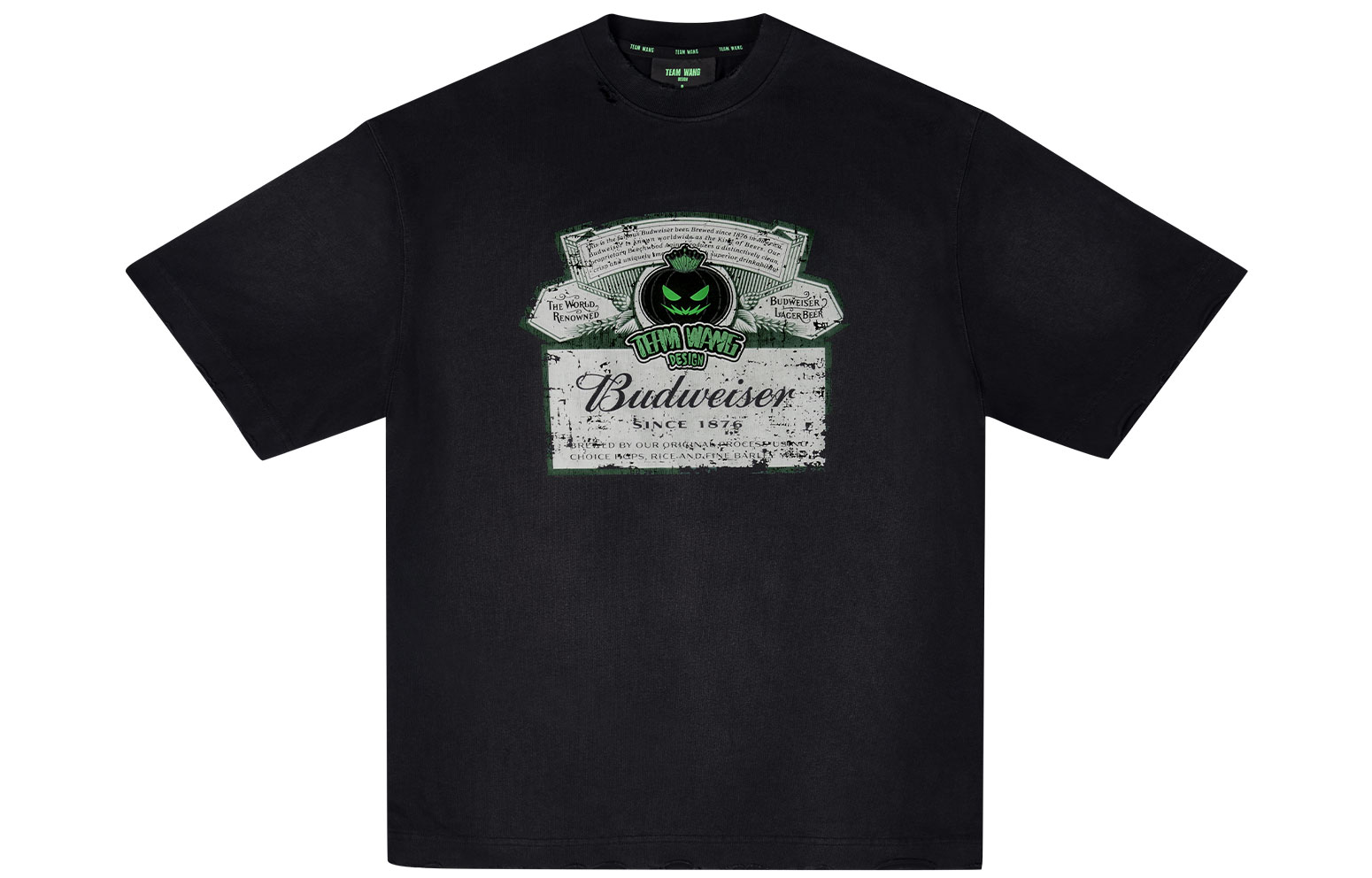 TEAM WANG x Budweiser Halloween Monster Tee Black - Unisex Crewneck Graphic T-Shirt TW-SK23A011