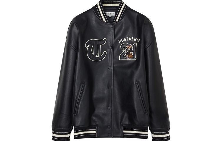 Teenie Weenie Bear Embroidered Leather Baseball Jacket Unisex Retro Biker Style. TTJJ236314N