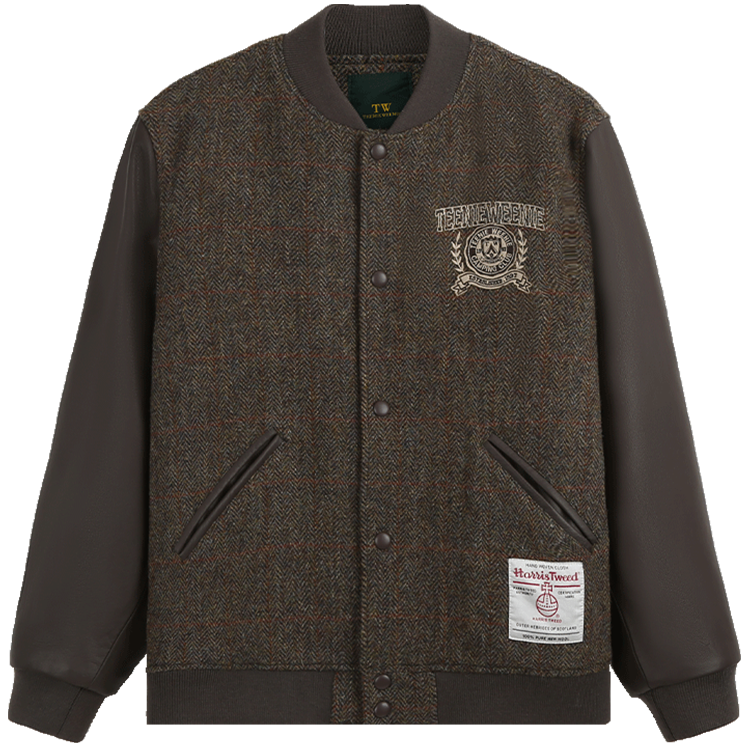 Teenie Weenie FW22 Retro Badge Embroidered Baseball Jacket Brown (Unisex). TNJW224T06D