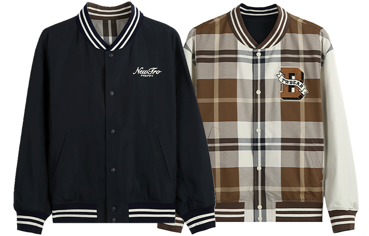 Teenie Weenie Men Retro Reversible Logo Checkered Varsity Jacket Unisex. TNJJ231201K