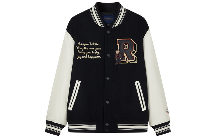 Teenie Weenie Men SS24 Retro College Bear Embroidered Varsity Jacket Unisex TNJW245C01I