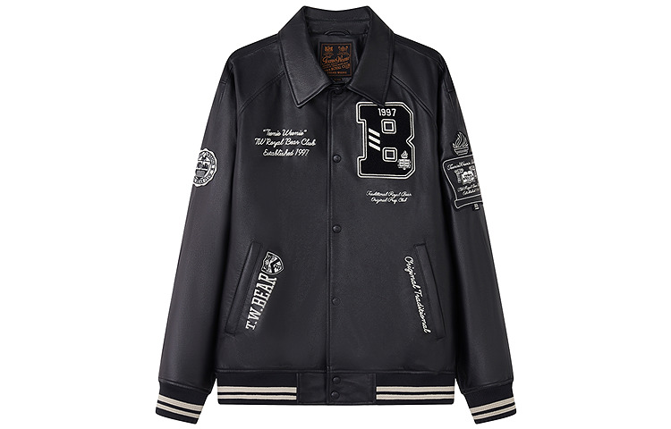 Teenie Weenie Unisex Black Retro Letterman Baseball Jacket - Soft and Stylish TNJL251202A