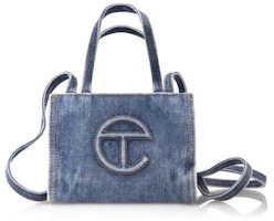 Telfar Small Denim Shopping Bag Blue Telfar Small Denim Shopping Bag Blue