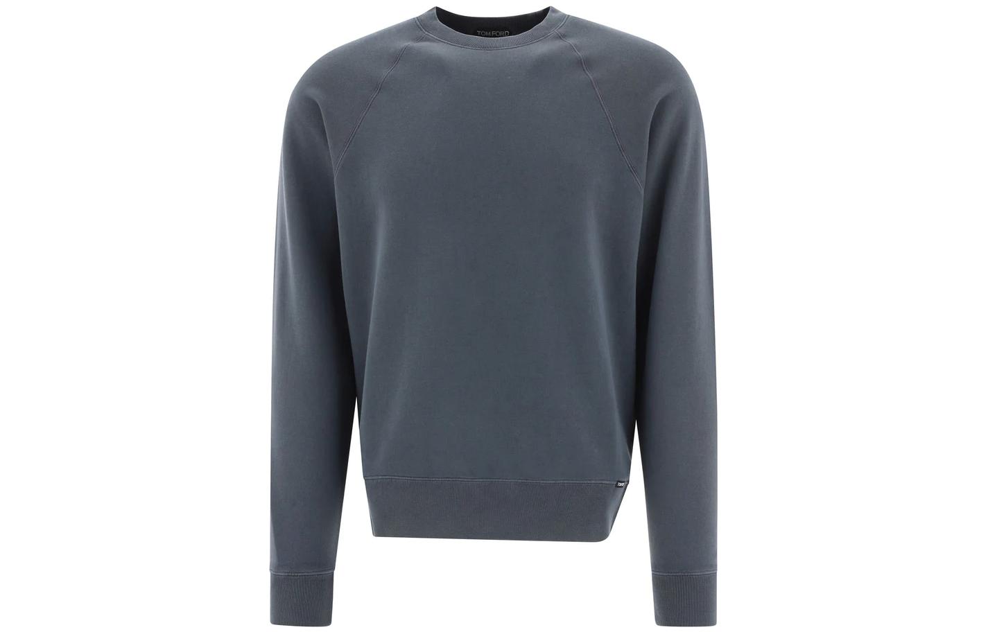 TF TOM FORD FW22 Solid Color Crewneck Pullover Long Sleeve Sweatshirt Grey Blue Men BA265TFJ985B47