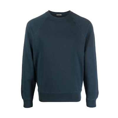 TF TOM FORD FW22 Solid Color Raglan Pullover Sweatshirt Blue Mens TFJ985BA265B49