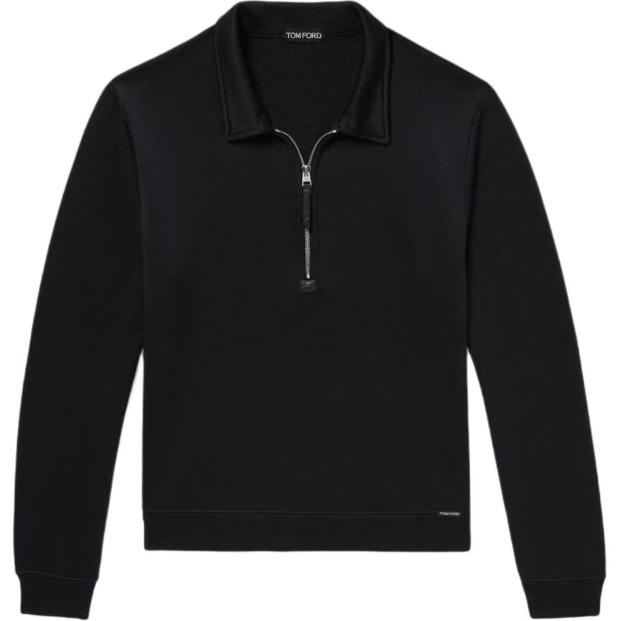 TF TOM FORD SS22 Black Half-Zip Pullover Sweatshirt BZ299TFJ254-K09