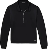 TF TOM FORD SS22 Black Half-Zip Pullover Sweatshirt BZ299TFJ254-K09 TF TOM FORD SS22 Black Half-Zip Pullover Sweatshirt BZ299TFJ254-K09