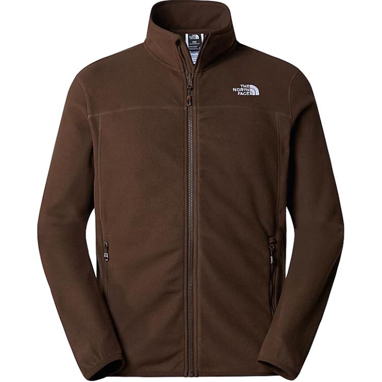 TNF 100 Glacier Full-Zip Fleece Jacket Brown Letter Logo Design MF0A855X-HCF