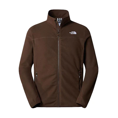 TNF 100 Glacier Full-Zip Fleece Jacket Brown Letter Logo Design MF0A855X-HCF