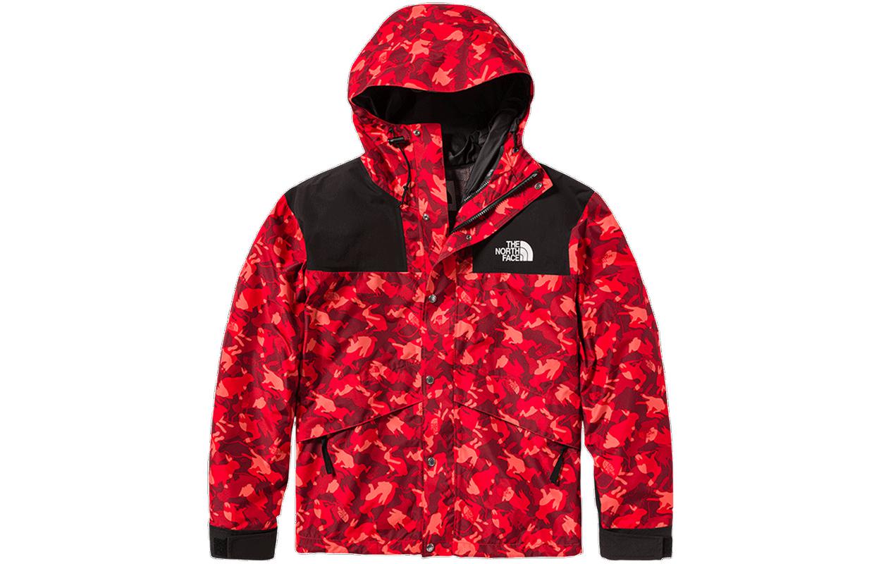 TNF 1986 Camo Logo Waterproof Unisex Outdoor Jacket Red NF0A7UR9-II5