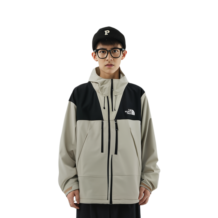 TNF 1990 Mountain Logo Print Hooded Jacket Beige Unisex Outdoor Wear NJ2HQ01B 圖 8