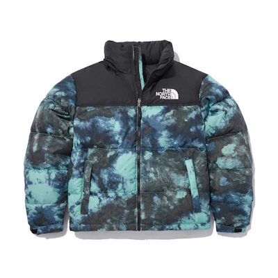 TNF 1996 Blue Tie-Dye Logo Zip Puffer Jacket Unisex NJ1DN91C