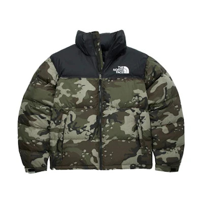 TNF 1996 Eco Nuptse Camo Colorblock Packable Puffer Jacket Unisex Beige NJ1DM62H