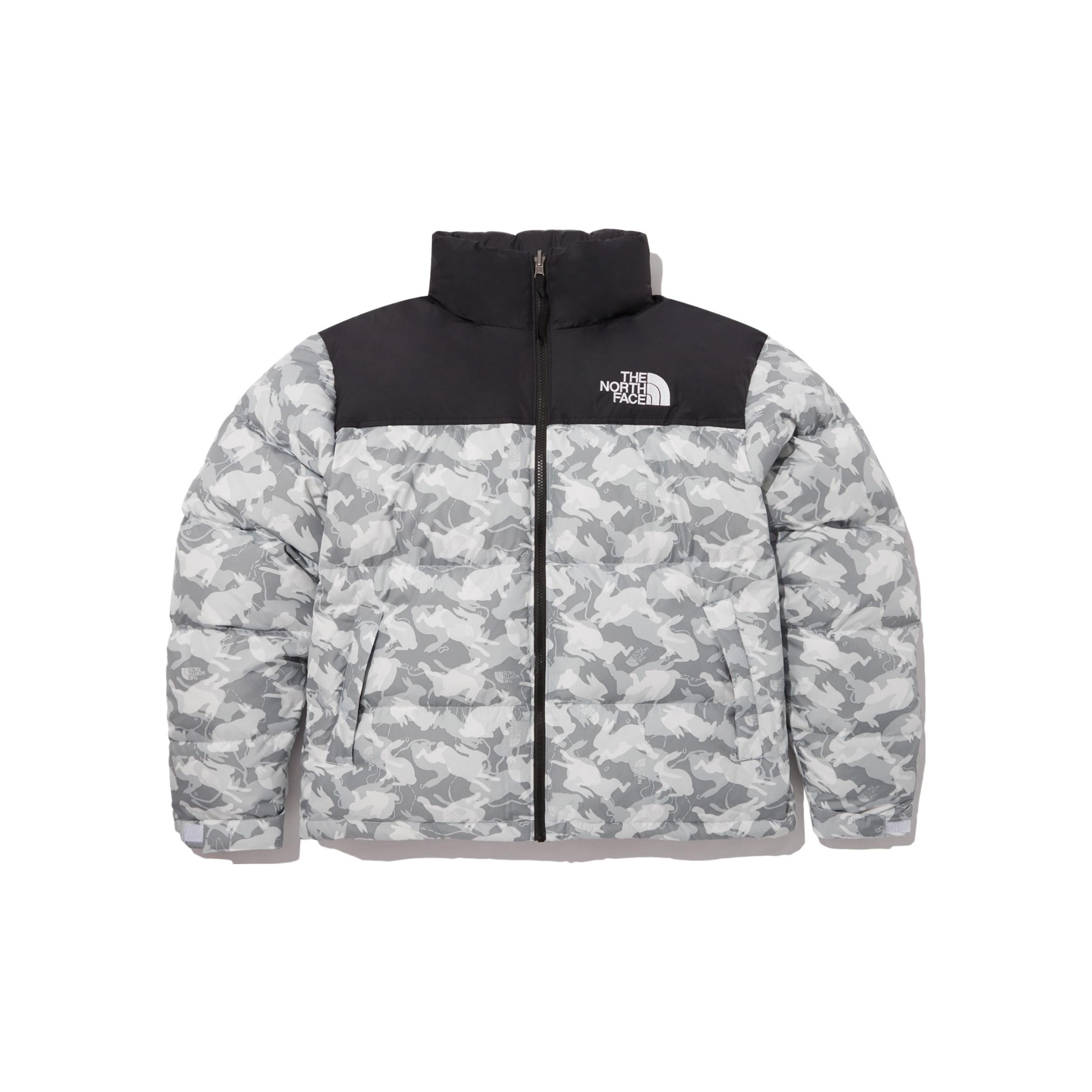 TNF 1996 Nuptse Camo Logo Down Jacket Unisex - Year of the Rabbit Gray NJ1DP01B