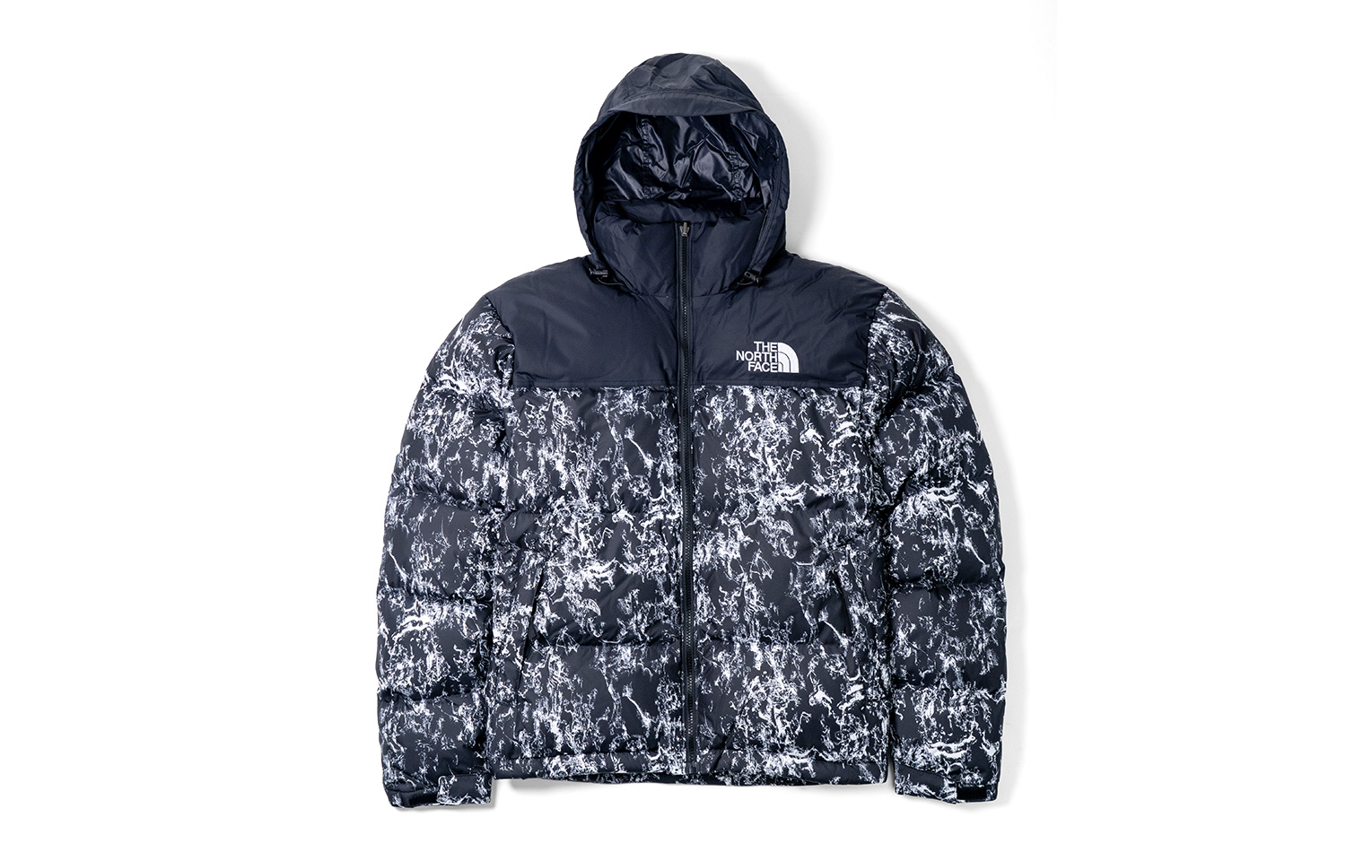 The North Face 1996 Nuptse Jacket Snow Print 700-Fill Down Black Unisex NF0A3C8D-OVW