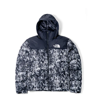 TNF 1996 Nuptse Jacket Snow Print 700-Fill Down Black Unisex NF0A3C8D-OVW