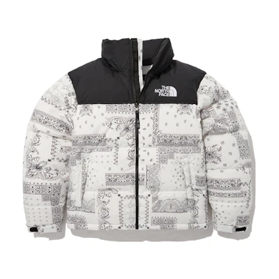 TNF 1996 Nuptse Paisley Puffer Jacket White Unisex Winter Coat NJ1DN76B