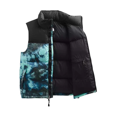 TNF 1996 Tie-Dye Print Mini Logo Zip-Up Puffer Jacket Green Men NF0A5IX5-957