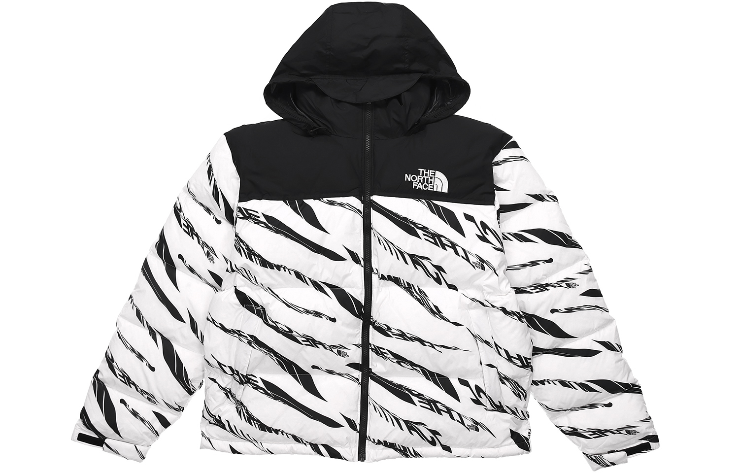 Shop THE NORTH FACE 700 填充斑馬紋可收納羽絨外套 - 白色 NF0A5AXQ-LG4