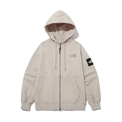 TNF Beige Hoodie Jacket with Solid Logo Graphic. NJ3BP04L