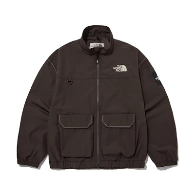 TNF Brown Logo Embroidered Stand Collar Zip Jacket NJ3BP51M